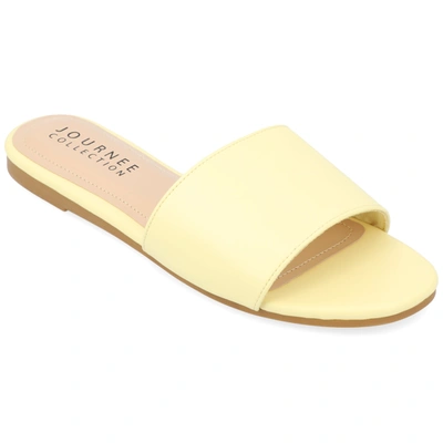 Journee Collection Women's Kolinna Wide Width Slip On Flat Sandals In Yellow