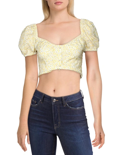 Bardot Christie Womens Floral Off-the-shoulder Top In Yellow