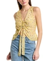 Favorite Daughter Gwen Tie Front Sleeveless Silk Blouse In Yellow