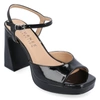 Journee Collection Ziarre Patent Block Heel Sandal In Black
