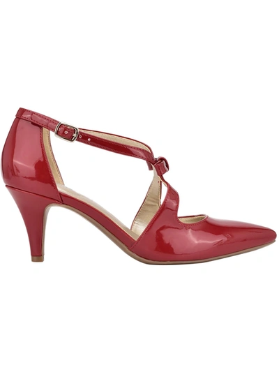 Bandolino Zeffer 3 Womens Patent Ankle Strap Dress Pumps In Red Patent