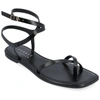 Journee Collection Cloudsteppers Womens Charra Ankle Strap Flat Sandals In Black