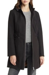 Via Spiga Cinch Waist Soft Shell Water Repellent Raincoat In Black