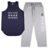Concepts Sport Women's  Navy, Heather Gray New York Yankees Plus Size Meter Tank Top And Pants Sleep In Navy