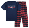 Concepts Sport Men's  Navy, Red Distressed New England Patriots Big And Tall Flannel Sleep Set In Navy