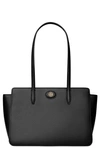 Tory Burch Small Robinson Pebble Leather Tote In Black