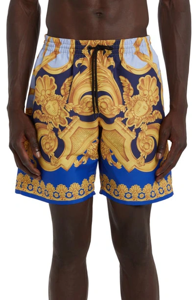 Versace Men's Barocco 660 Swim Trunks In Gold