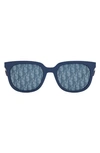 Dior B27 S1i Geometric Sunglasses, 56mm In Blue/blue Mirrored