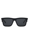 Dior B27 S1i 56mm Rectangular Sunglasses In Shiny Black / Smoke