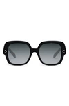 Celine Oversized Square Acetate Sunglasses In Shiny Black / Gradient Smoke