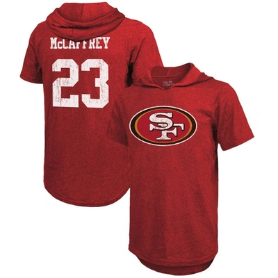 Majestic Threads Christian Mccaffrey Scarlet San Francisco 49ers Player Name & Number Tri-blend Slim