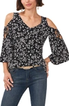 VINCE CAMUTO VINCE CAMUTO V-NECK COLD SHOULDER BLOUSE