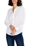 Nic + Zoe Crinkle Button-up Cotton Shirt In Paper White