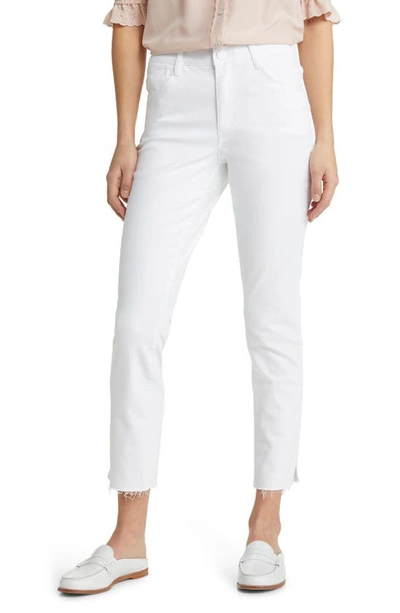 Wit & Wisdom 'ab'solution High Waist Raw Hem Ankle Straight Leg Jeans In Optic White