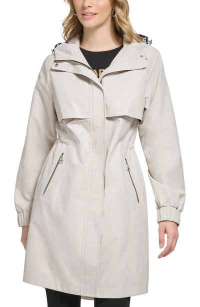 Karl Lagerfeld Hooded Trench Coat In Sand