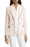 MING WANG CONTRAST TRIM TEXTURED KNIT BLAZER