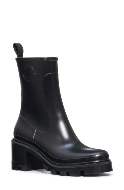 Moncler Loftgrip Block Heel Rain Boot In Black