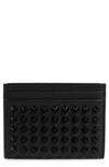 Christian Louboutin Black Stud Kios Card Holder In Black/ Black