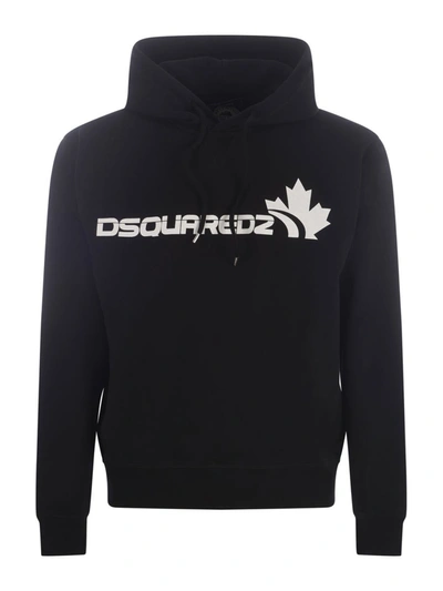 Dsquared2 Hooded Sweatshirt  In Cotton In Black