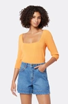 Joie Isa Square Neck Ribbed Sweater In Orange