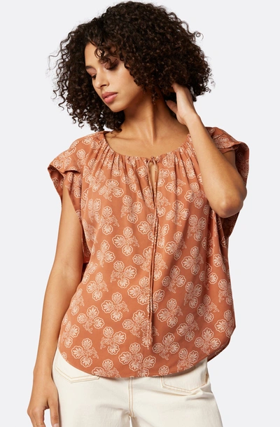 Joie Gwyneth Short Sleeve Top In Orange In Sierra And Bleach