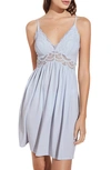Eberjey Womens Marry Me Mademoiselle Stretch-jersey And Lace Chemise Ice Blue Xl In White