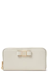 Kate Spade Morgan Embellished Bow Saffiano Leather Wallet In Parchment.