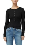 Rag & Bone The Knit-rib Henley Top In Black