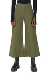 Frame Pleated Cotton-twill Wide-leg Pants In Green