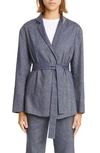 Fabiana Filippi Belted Wrap Jacket In Blu Denim