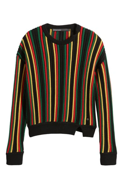 Spencer Badu Vertical Stripe Wool Sweater In Black