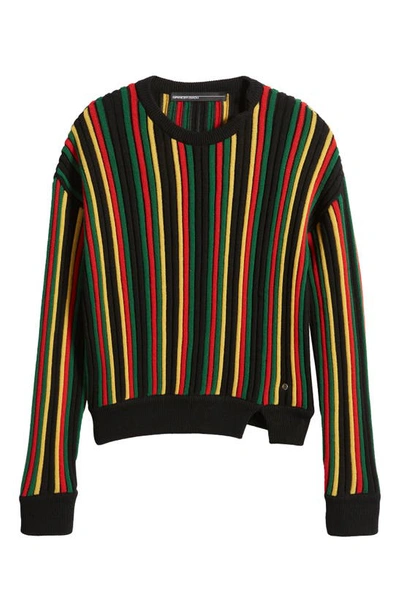 Spencer Badu Vertical Stripe Wool Jumper In Black