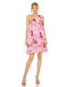 MAC DUGGAL FLORAL PRINT ONE-SHOULDER MINI DRESS