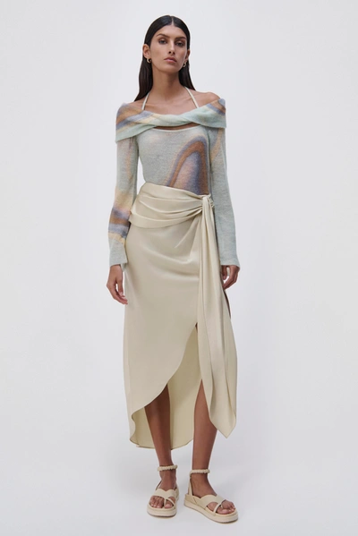 Jonathan Simkhai Elisabetta Draped Midi Skirt In Neutral