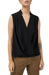 Rag & Bone Meredith Draped Satin Blouse In Black