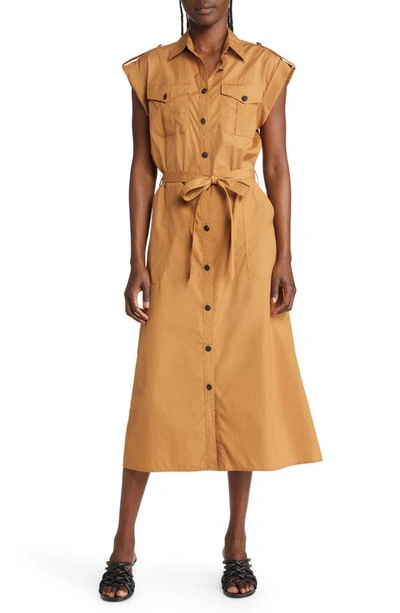 Rag & Bone Roxanne Midi Utility Shirtdress In Khaki