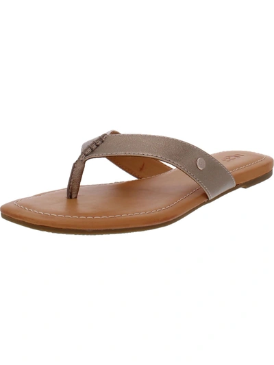 Ugg Tuolumne Womens Faux Leather Thong Flat Sandals In Gold