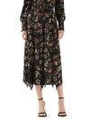 ML MONIQUE LHUILLIER WOMENS SATIN FLORAL MIDI SKIRT