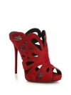 GIUSEPPE ZANOTTI FLORAL-CUTOUT SUEDE MULE SANDALS,0400090313448