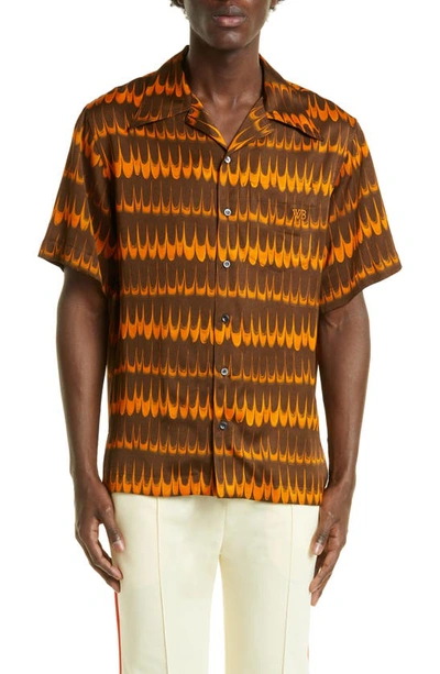 Wales Bonner Geometric-print Short-sleeve Shirt In Orange