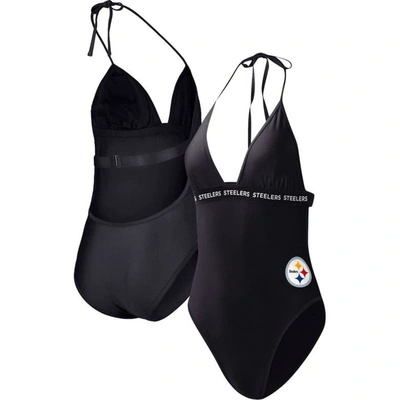 G-iii 4her By Carl Banks Black Pittsburgh Steelers Full Count One-piece Swimsuit