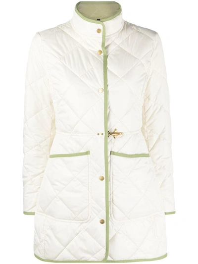Fay Quilted Single-breasted Coat In White