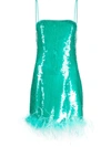 Giuseppe Di Morabito Feather-trimmed Sequin Embellished Sleeveless Dress In Clear Blue