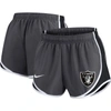 NIKE NIKE CHARCOAL LAS VEGAS RAIDERS PLUS SIZE LOGO PERFORMANCE TEMPO SHORTS