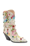 Azalea Wang Diligent Embroidered Western Boot In Bone