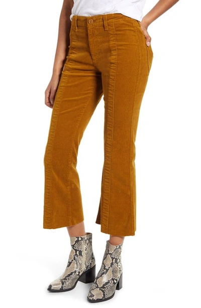 Ag Quinne Paneled Corduroy Crop Flare Pants In Mustard Gold