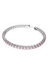 Swarovski Matrix Pink Crystal Small Tennis Bracelet In Rhodium Plated In Pink