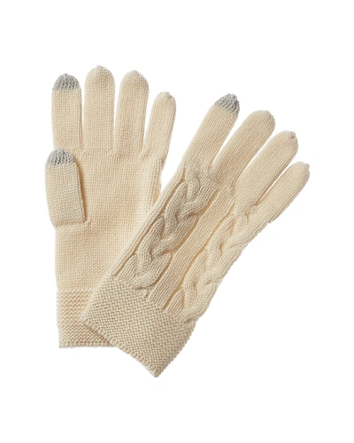 Forte Cashmere Luxe Cable Wool-blend Gloves In Beige