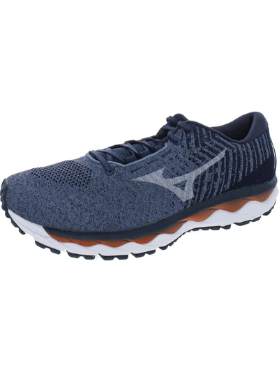 Mizuno Wave Sky Waveknit 3 Mens Fitness Gym Running Shoes In Blue