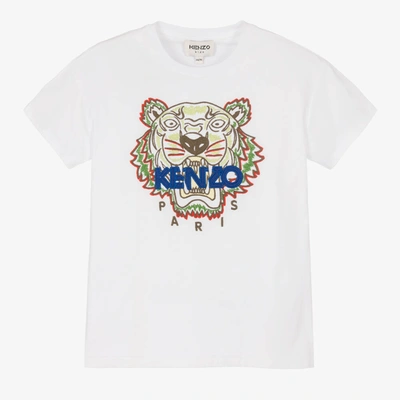 Kenzo Babies' Boys White Embroidered Tiger T-shirt